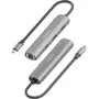 AISENS Dock USB-C a Ethernet Gigabit + Hub 1xUSB-C + 2xUSB-A, Gris, 15cm